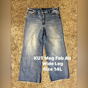 Meg Fab Ab High Waist Raw Hem Ankle Wide Leg Jeans